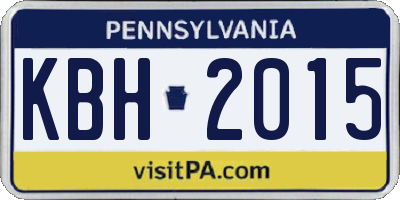 PA license plate KBH2015