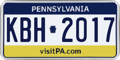 PA license plate KBH2017
