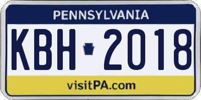 PA license plate KBH2018