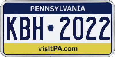 PA license plate KBH2022