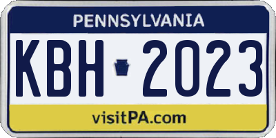 PA license plate KBH2023