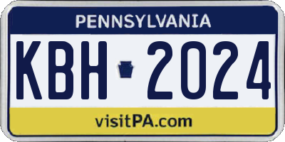 PA license plate KBH2024