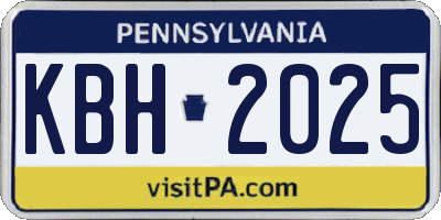 PA license plate KBH2025