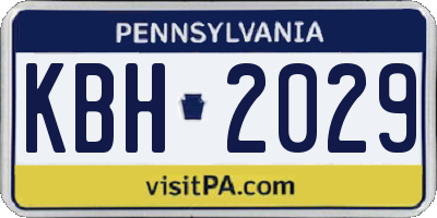 PA license plate KBH2029