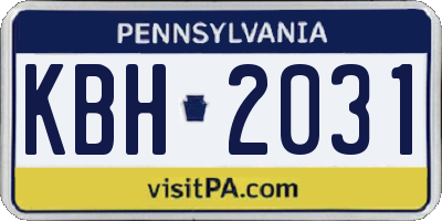 PA license plate KBH2031
