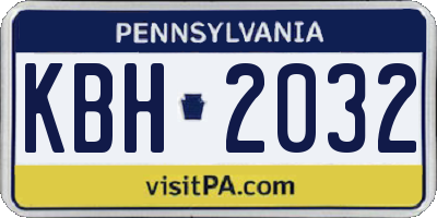 PA license plate KBH2032