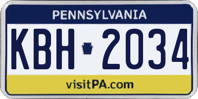 PA license plate KBH2034