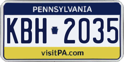 PA license plate KBH2035