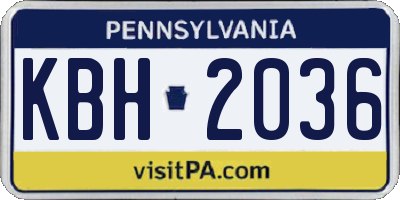 PA license plate KBH2036