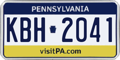 PA license plate KBH2041
