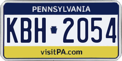 PA license plate KBH2054