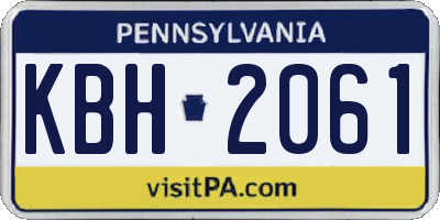 PA license plate KBH2061