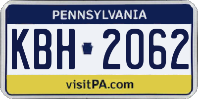 PA license plate KBH2062