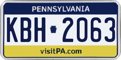 PA license plate KBH2063