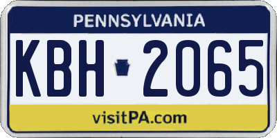 PA license plate KBH2065