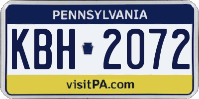 PA license plate KBH2072
