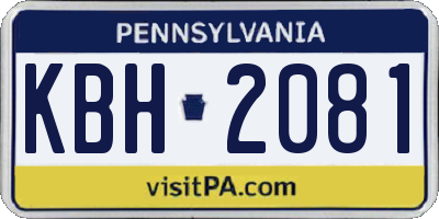 PA license plate KBH2081
