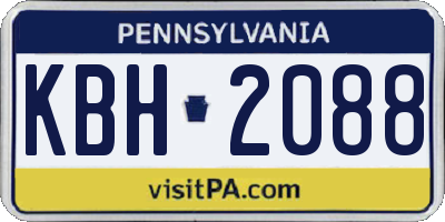 PA license plate KBH2088