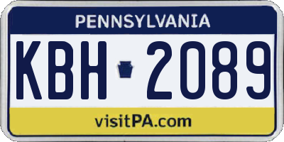 PA license plate KBH2089