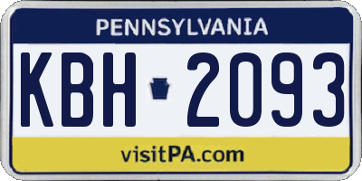 PA license plate KBH2093