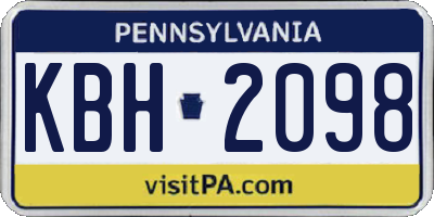 PA license plate KBH2098