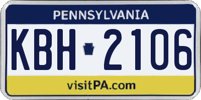 PA license plate KBH2106