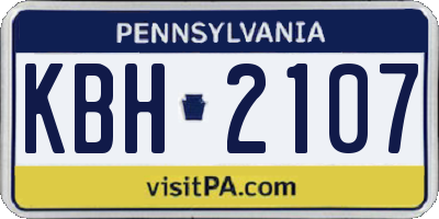PA license plate KBH2107