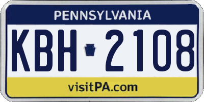 PA license plate KBH2108