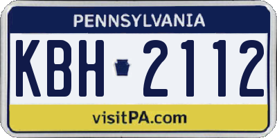 PA license plate KBH2112