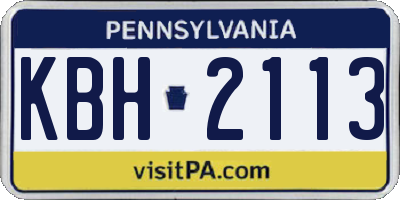 PA license plate KBH2113