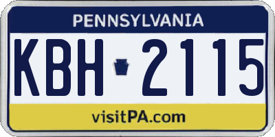 PA license plate KBH2115