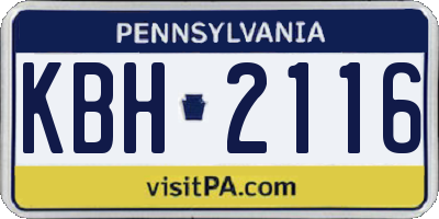 PA license plate KBH2116