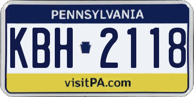 PA license plate KBH2118