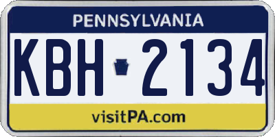 PA license plate KBH2134