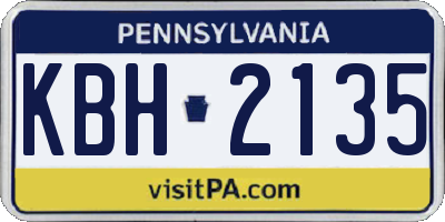 PA license plate KBH2135