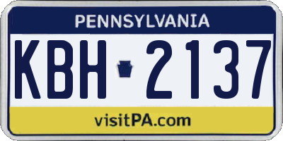PA license plate KBH2137