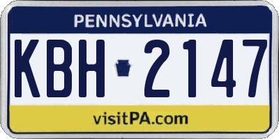 PA license plate KBH2147