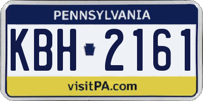 PA license plate KBH2161