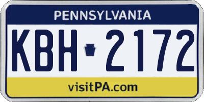 PA license plate KBH2172