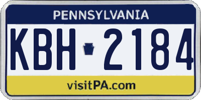 PA license plate KBH2184