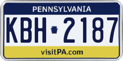 PA license plate KBH2187