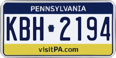 PA license plate KBH2194
