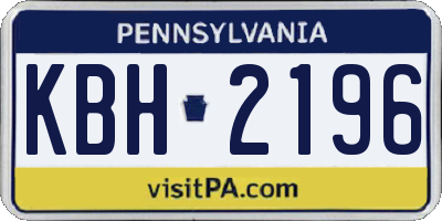 PA license plate KBH2196