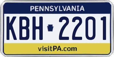 PA license plate KBH2201