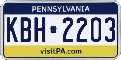 PA license plate KBH2203