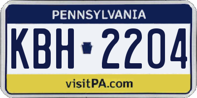 PA license plate KBH2204