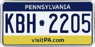 PA license plate KBH2205
