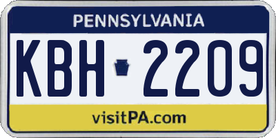 PA license plate KBH2209