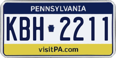 PA license plate KBH2211