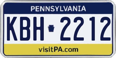PA license plate KBH2212